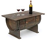 DanDiBo Couchtisch als halbiertes Weinfass Tisch aus Holz Beistelltisch 80 cm 5084 Weinregal Wein Fass Bar